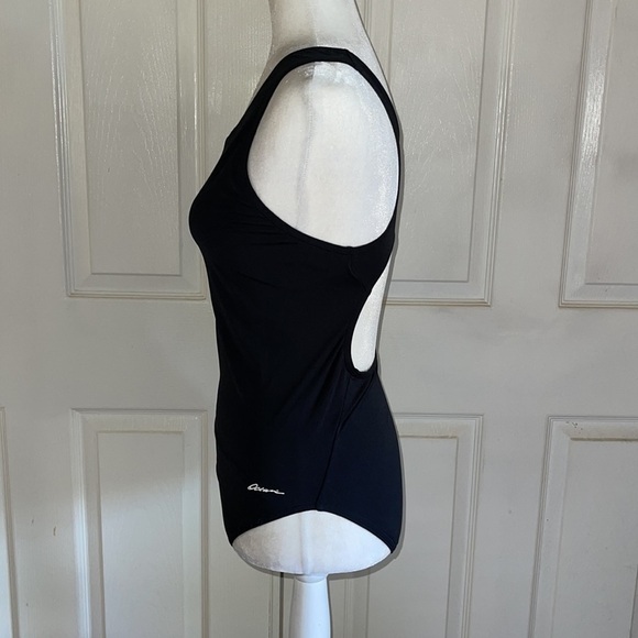 Ocean Aqua Shape Black One Piece Racerback Swimsuit - Picture 4 of 6
